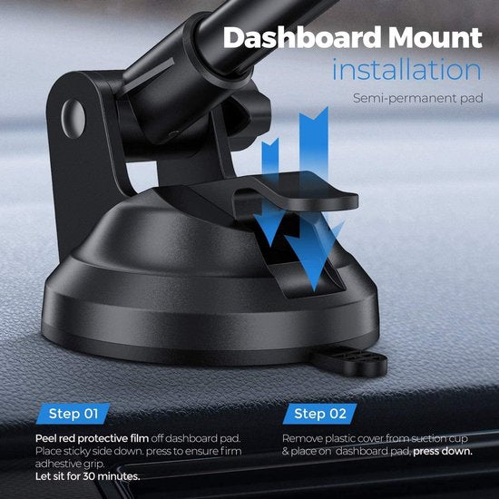 Telefoonhouder auto – Magnetisch met 6 zeldzame-aarde magneten – Super kleverige zuignap – Dashboard/voorruit/luchtrooster – Zwart-Ilumina Benelux
