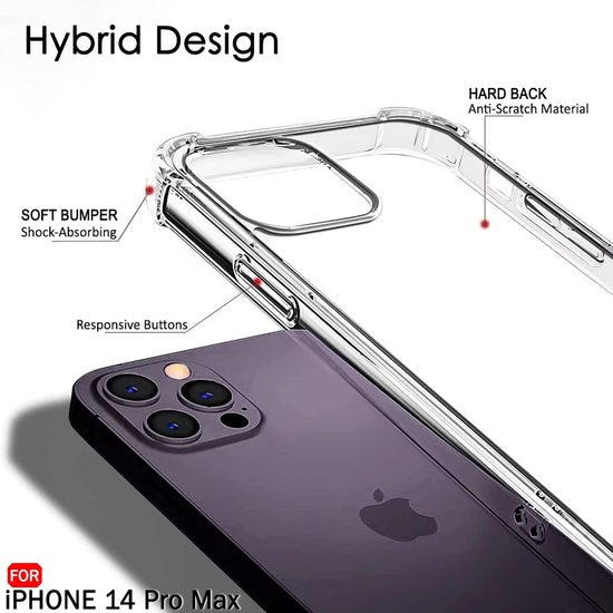 iPhone 14 Pro Max Hoesjes – Ultra-Hybrid Backcover – Schokbestendig – Crystal Clear – Transparant-Ilumina Benelux