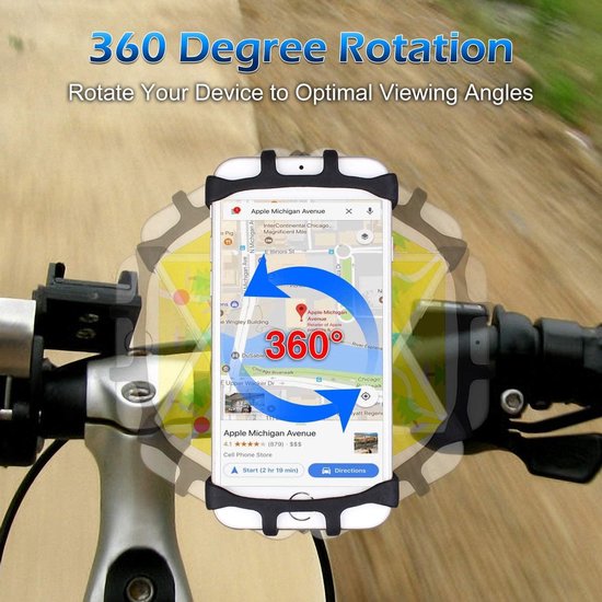 Telefoonhouder fiets – 360° draaibaar – Universele stuurhouder – Voor smartphone MTB & motorfiets – Zwart-Ilumina Benelux