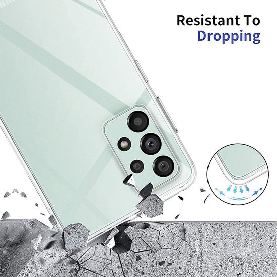 Samsung Galaxy A73 5G Hoesjes – Transparante Siliconen Backcover – Inclusief 3x Screenprotector Gehard Glas – Anti Kras-Ilumina Benelux