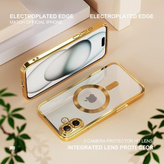 iPhone 16 Hoesjes – MagSafe Compatible Backcover – Ingebouwde Camerabescherming – Goud-Ilumina Benelux