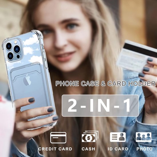 Schokbestendig TPU Hoes Kaarthouder Geschikt voor: Samsung Galaxy A12 - Blauw - Hoesje met Pasjeshouder