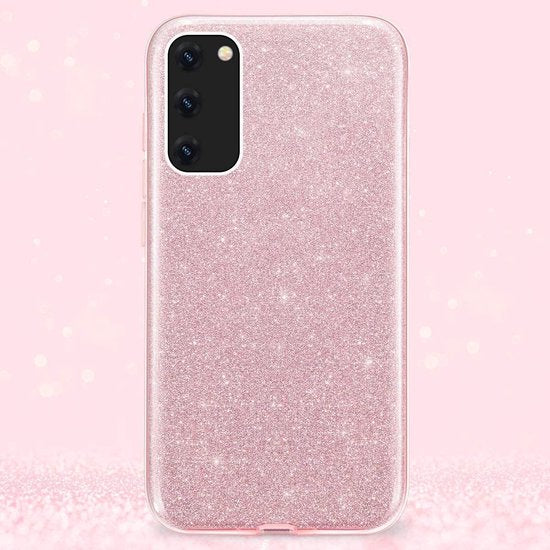 Samsung Galaxy S20 Plus Hoesjes – Siliconen TPU Backcover – Glitter BlingBling Cover – Roze-Ilumina Benelux