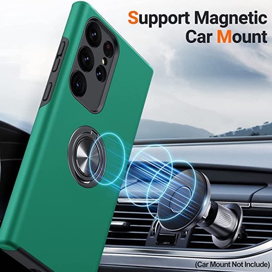 Samsung Galaxy S24 Ultra Hoesjes – Backcover met Vingerring – Grip & Standaard – Groen-Ilumina Benelux