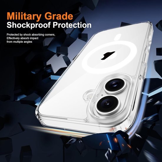 iPhone 16 Hoesjes – Magnetische Transparante Backcover – MagSafe – 2x Screenprotector – Camera Lens Protector – Clear-Ilumina Benelux