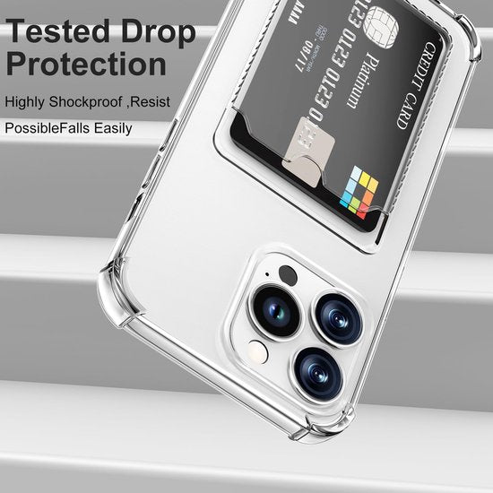iPhone 13 Pro Hoesjes – TPU Backcover – Schokbestendig – Pasjeshouder – Transparant-Ilumina Benelux
