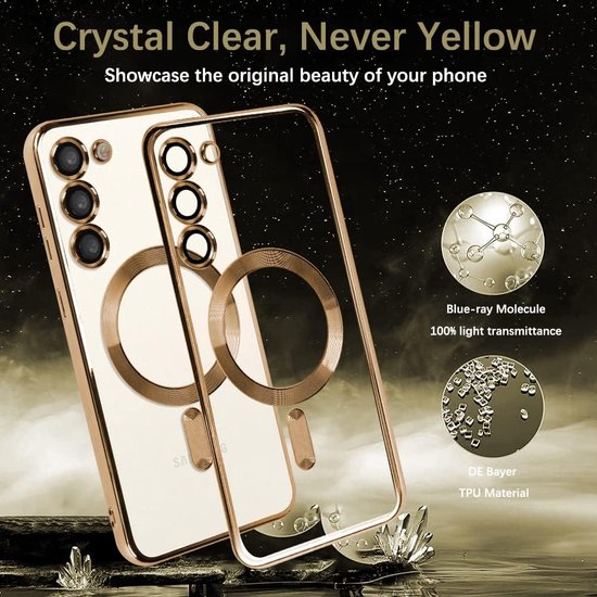 Samsung Galaxy S23 Hoesjes – Magnetische MagSafe Backcover – TPU – Camerabescherming – Goud