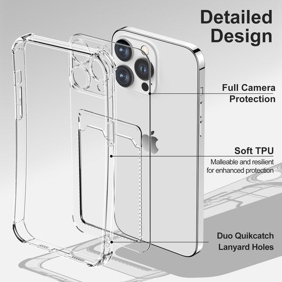iPhone 13 Pro Max Hoesjes – TPU Backcover – Schokbestendig – Pasjeshouder – Transparant-Ilumina Benelux