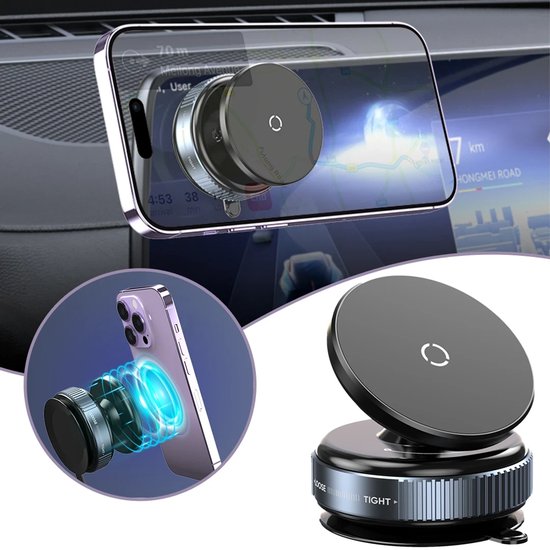 Telefoonhouder auto – Magnetisch met zuignap – Ultra sterke magneet – 360° draaibaar – Zwart-Ilumina Benelux