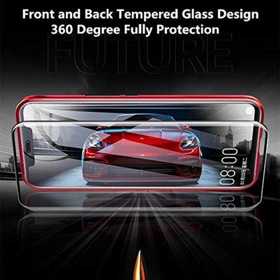 Samsung Galaxy A32 4G Hoesjes – Magnetisch Metalen Frame – Gehard Glas Achterkant – 360° Bescherming – Zwart-Ilumina Benelux