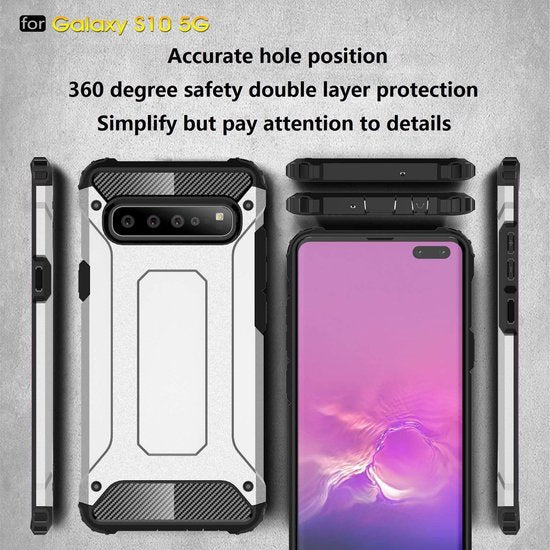 Samsung Galaxy S10 Hoesjes – Armor Hybrid Backcover – Schokbestendig – Zwart-Ilumina Benelux