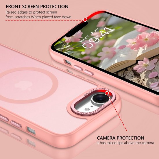 iPhone 16E Hoesjes – Matte Backcover – MagSafe Compatibel – Schokbestendig – Roze-Ilumina Benelux