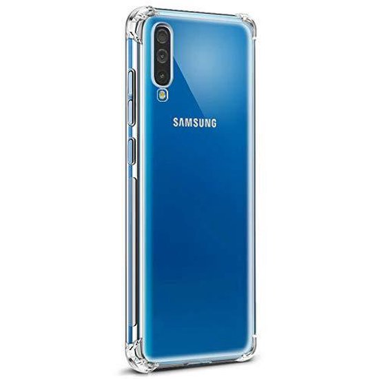 Samsung Galaxy A20E Hoesjes – Anti Shock Hybride Backcover Soft TPU – Inclusief 2x Screenprotector – Transparant Zwart