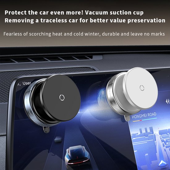 Telefoonhouder auto – Magnetisch vacuüm zuignap – 360° draaibaar & verstelbaar – Handsfree voor dashboard & glad oppervlak – Zwart-Ilumina Benelux