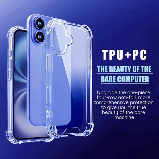 iPhone 16 Plus Hoesjes – Militair KKG Backcover – Schokbestendig – Incl. Cameralens & 2x Screenprotector – Transparant-Ilumina Benelux