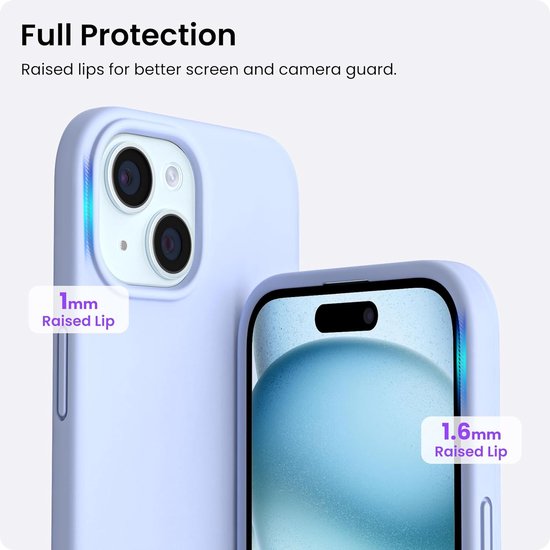 iPhone 13 Mini Hoesjes – Liquid Siliconen Backcover + Screenprotector – Schokbestendig – Lichtblauw-Ilumina Benelux
