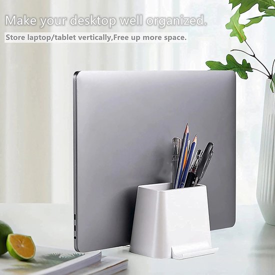 Bureau Desktop organizer - Pennenbakje - Pennenhouder - Tablet Houder Bureau - Telefoon Houder Tafel - Geschikt voor: Tablet & Telefoon - Wit