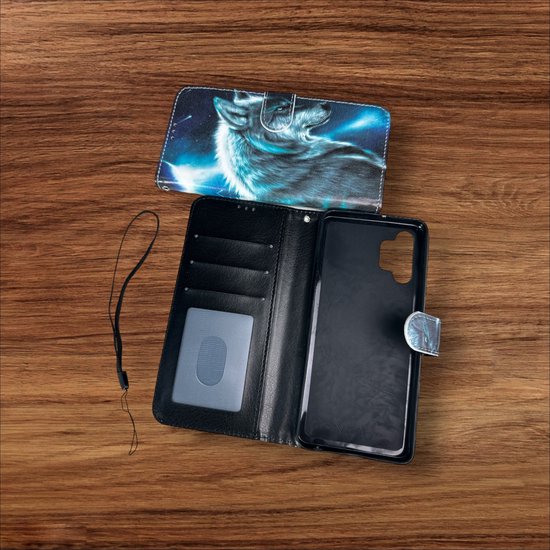 Samsung Galaxy A32 4G Hoesjes – Portemonnee Book Case – Pasjeshouder – Wolf Print-Ilumina Benelux