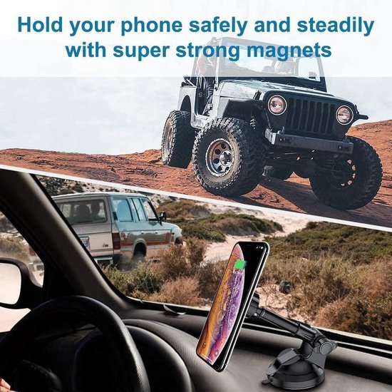 Telefoonhouder auto – Magnetische gsm-houder – 6 sterke magneten – Voor dashboard & voorruit – Zwart-Ilumina Benelux