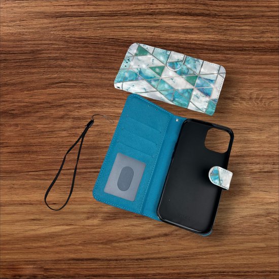 iPhone 14 Plus Hoesjes – Portemonnee Book Case – Pasjeshouder – Magneetsluiting – Marmer Print-Ilumina Benelux