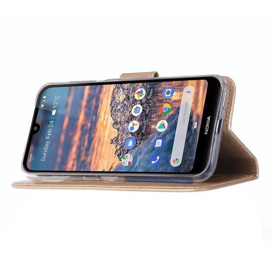 Nokia 2.3 Hoesjes – Portemonnee Hoes – Pasjeshouder – 2x Screenprotector – Goud-Ilumina Benelux
