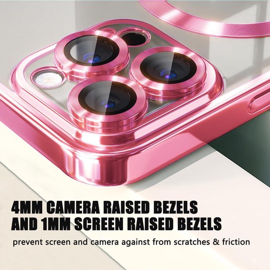 iPhone 16 Pro Hoesjes – Siliconen Backcover – Camera Lens Protector – MagSafe Compatibel – Roze-Ilumina Benelux