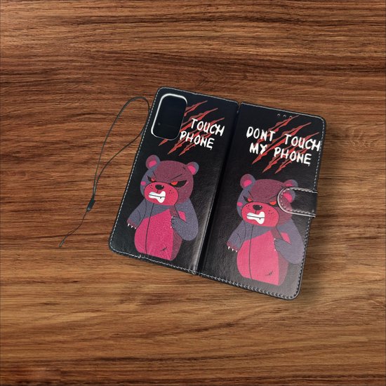 Samsung Galaxy A73 5G Hoesjes – Portemonnee Book Case – Pasjeshouder – Don't Touch My Phone Print-Ilumina Benelux