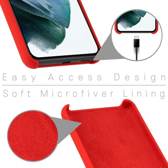 Samsung Galaxy S21 Plus Hoesjes – Liquid Siliconen Backcover – Soft Touch Flexibel – Incl. Screenprotector – Rood-Ilumina Benelux
