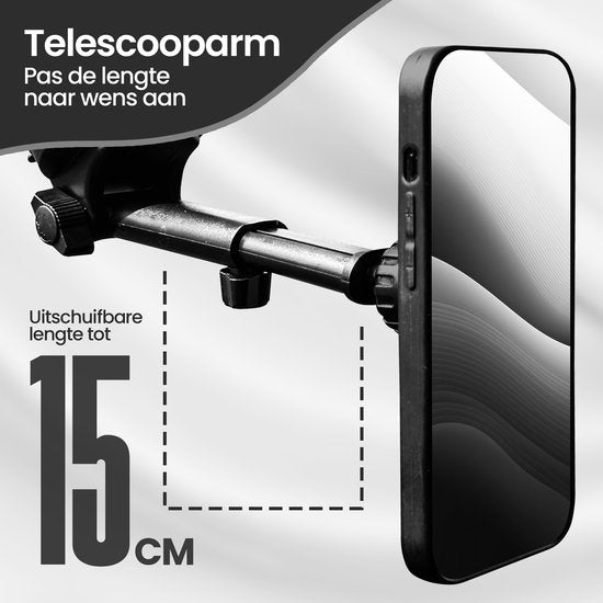 Telefoonhouder auto – Magnetisch – Sterke zuignap – Uittrekbare arm – 360° draaibaar – Zwart-Ilumina Benelux