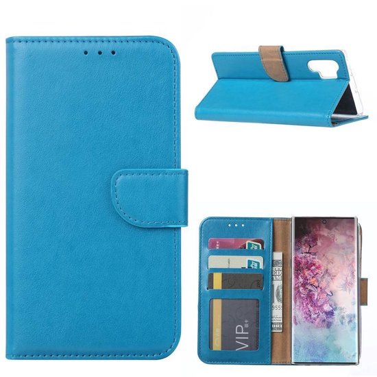 Samsung Galaxy Note 10 Plus Hoesjes – Portemonnee Hoes – Pasjeshouder – 2x Gehard Glas Screenprotector – Turquoise-Ilumina Benelux