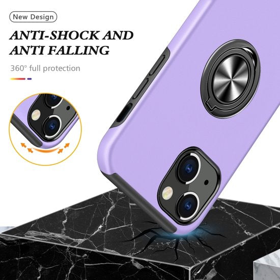 iPhone 13 Hoesjes – Backcover met Vingerring – Magneet – Anti-drop – Paars-Ilumina Benelux