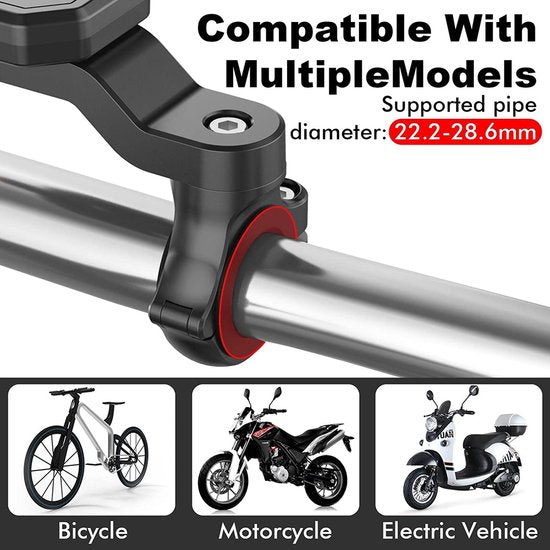 Telefoonhouder fiets – Universeel stuurbevestiging – Voor fiets, scooter & motor – 360° draaibaar – Zwart-Ilumina Benelux