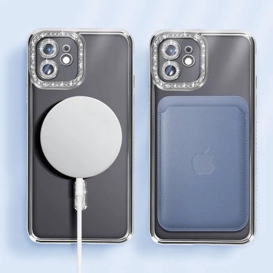 iPhone 11 Pro Hoesjes – MagSafe Magnetisch – Glitter Backcover – Schokbestendig – Zilver-Ilumina Benelux