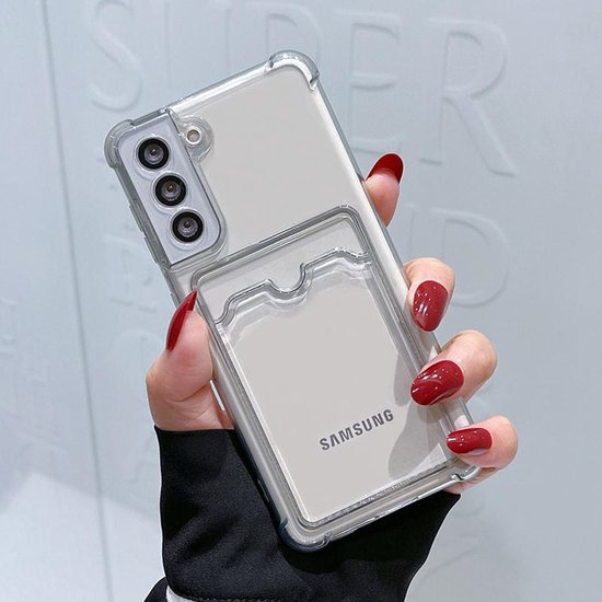 Samsung Galaxy S22 Hoesjes – TPU Backcover met Pasjeshouder – Schokbestendig – Transparant-Ilumina Benelux