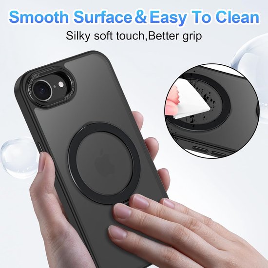 iPhone 16E Hoesjes – MagSafe Backcover met Standaard – Schokbestendig – Zwart-Ilumina Benelux
