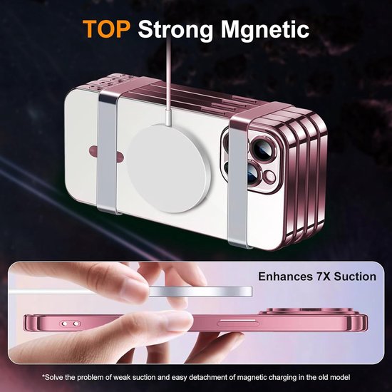 iPhone 15 Pro Hoesjes – Magnetisch Clear Siliconen Backcover – Camera Lens Protector – MagSafe – Roségoud-Ilumina Benelux