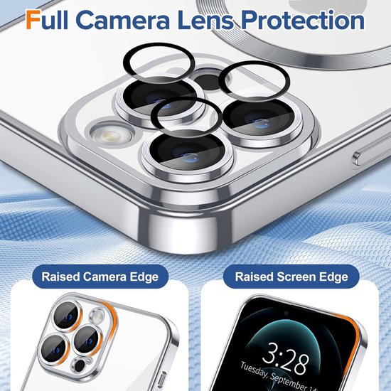 iPhone 11 Pro Max Hoesjes – Siliconen Backcover – Camera Lens Protector – MagSafe Compatibel – Zilver-Ilumina Benelux