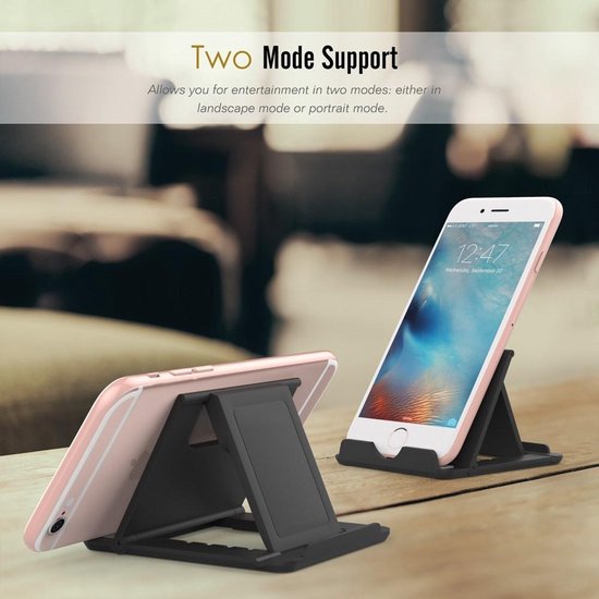 Telefoonhouder – Universeel Vouwbaar – Verstelbaar – Anti-Slip – Zwart-Ilumina Benelux