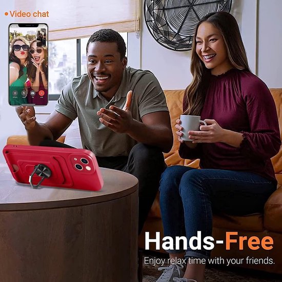 Crossbody hoes Geschikt voor: Samsung Galaxy S21 Plus - rood - Siliconen kaarthouder hoesje