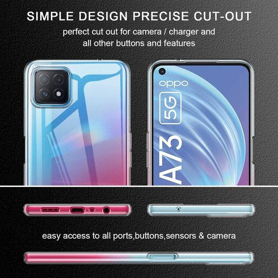 OPPO A73 5G Hoesjes – Siliconen Backcover – Transparant – Flexibel – Schokbestendig-Ilumina Benelux