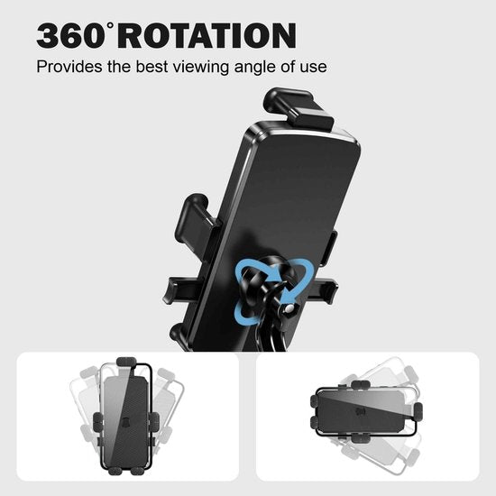 Telefoonhouder fiets – Universeel voor motor – 360° draaibaar – Anti-shock & vibratie – Zwart-Ilumina Benelux