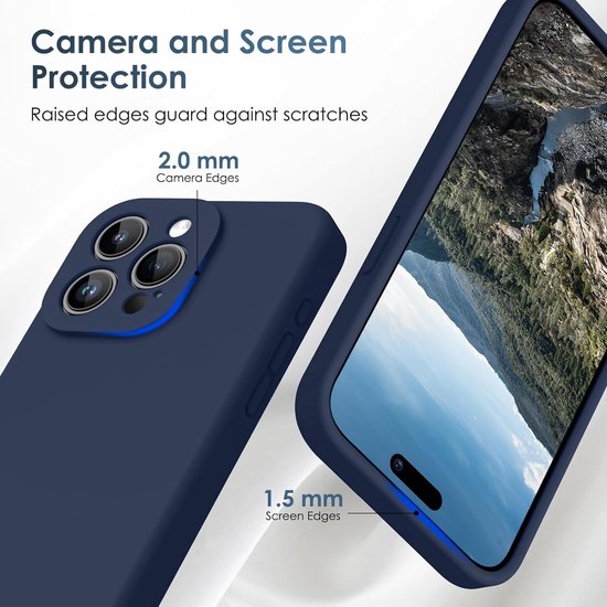 iPhone 15 Plus Hoesjes – Liquid Siliconen Backcover – Flexibele TPU – Camera Allround Bescherming – Blauw-Ilumina Benelux