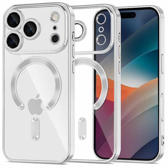 iPhone 17 Pro Max Hoesjes – Backcover – MagSafe Compatibel – Camera Lens Protector + Screenprotector – Zilver-Ilumina Benelux