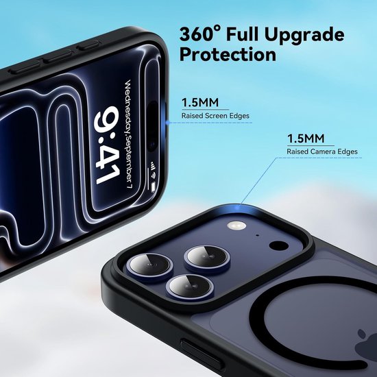 iPhone 17 Pro Max Hoesjes – Magnetische MagSafe Backcover – Krasbestendig – Slank Design – Transparant + 2x Screenprotector-Ilumina Benelux