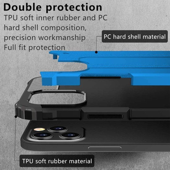 iPhone 12 mini Hoesjes – Armor Hybrid Backcover – Schokbestendig – Blauw-Ilumina Benelux