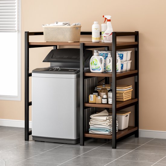 Wasmachine ombouwrek – 3 planken – Opbergrek voor wasmachine en droger – Kast voor badkamer/keuken/wc – Wit-Opbergrek-Ilumina Benelux