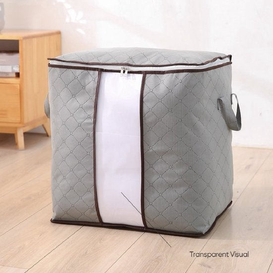Opbergtas kleding organizer – 4 stuks dekbed opbergzak – Opvouwbaar stofbestendig – Ritssluiting – 60x40x30 cm – Grijs-Opbergtas kleding-Ilumina Benelux
