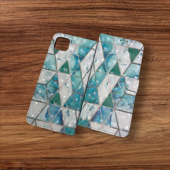 Samsung Galaxy A04 Hoesjes – Portemonnee Book Case – Pasjeshouder – Magneetsluiting – Marmer Print-Ilumina Benelux