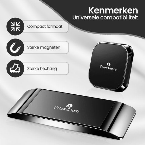 Telefoonhouder auto – Magnetisch Duo Pack – Dashboard & Voorruit – Ook voor Bureau – Universeel – Zwart-Ilumina Benelux