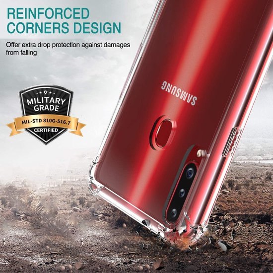 Anti-Shock silicone hoesje met 2 Pack Screenprotector Glas Geschikt voor: Samsung Galaxy M21